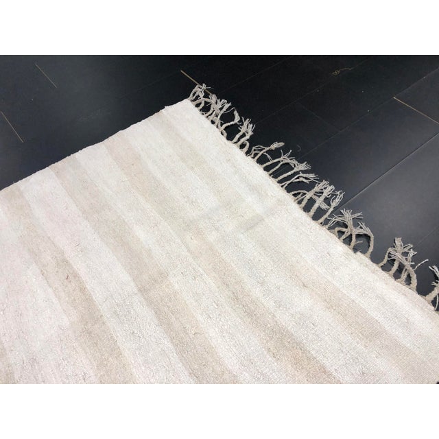 Antique White Vintage Modern Turkish Hemp Kilim Rug- 5′4″ × 10′9″ For Sale - Image 8 of 11