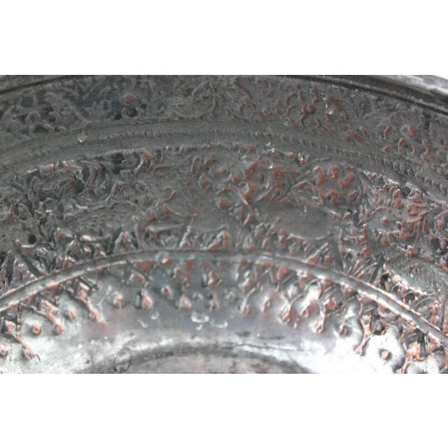 Metal Engraved Tinned Copper Bowl For Sale - Image 7 of 9