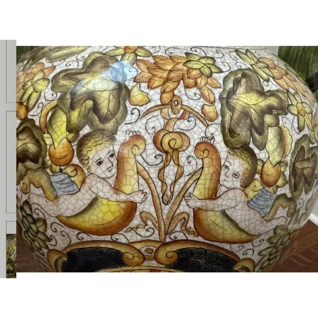 Large Cherub Painted Floor Vase/Urn For Sale In Monterey, CA - Image 6 of 9