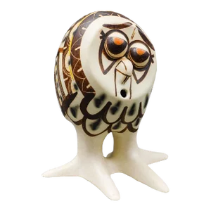 Mid 20th Century Strawberry Hill Signed Canadian Art Pottery Owl Figurine Sculpture