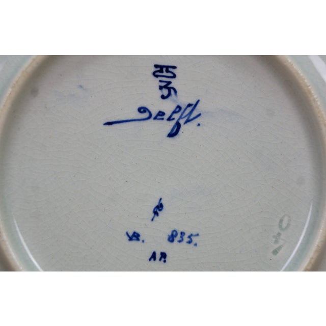 Antique Dutch Delft Hand Painted Blue & White Plate Oostpoort Water Cityscape 6" For Sale - Image 6 of 8
