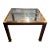 Mid Century Faux Flamed Burl Smoked Glass Side Table For Sale