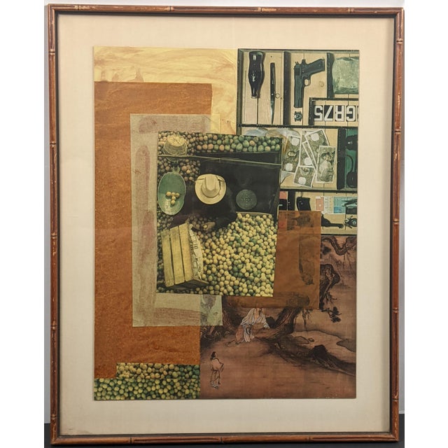 Attributed to Norma Spitzbart, this thought-provoking mid-century mixed-media collage reflects the spirit of artistic...