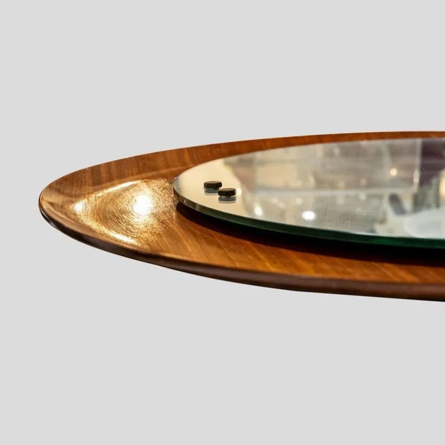 Brown Circular Teak Plywood Frame Mirror by Stilcasa For Sale - Image 8 of 11