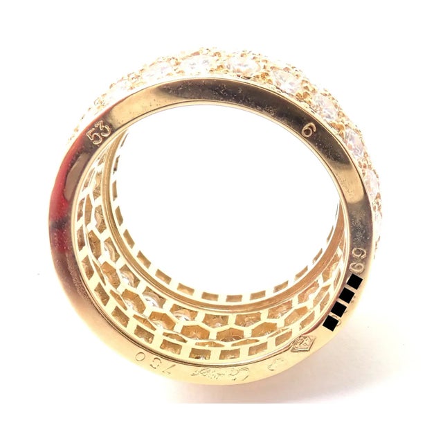 Contemporary Cartier Nigeria 18k Yellow Gold Diamond Wide Band Ring Size 53 For Sale - Image 3 of 12