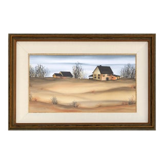 Dessie Wilcox "Sandy Hook Farmhouse" Watercolor Landscape 1994 For Sale