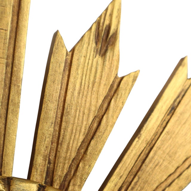 Vintage Wooden Sunburst Sun Mirror in Convex, France, 1950s For Sale - Image 14 of 17