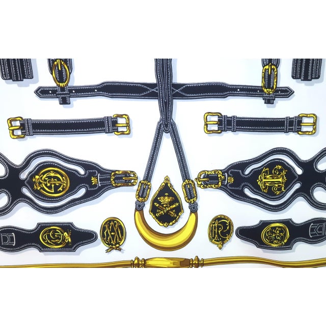 Black Hermès Harnais Des Présidents Silk Scarf, 1980's For Sale - Image 8 of 17