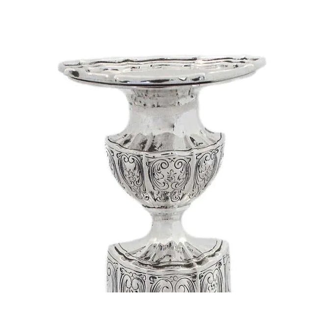 Mid-Century Modern Sterling Silver Wm. Durgin Candlesticks - A Pair For Sale - Image 3 of 7