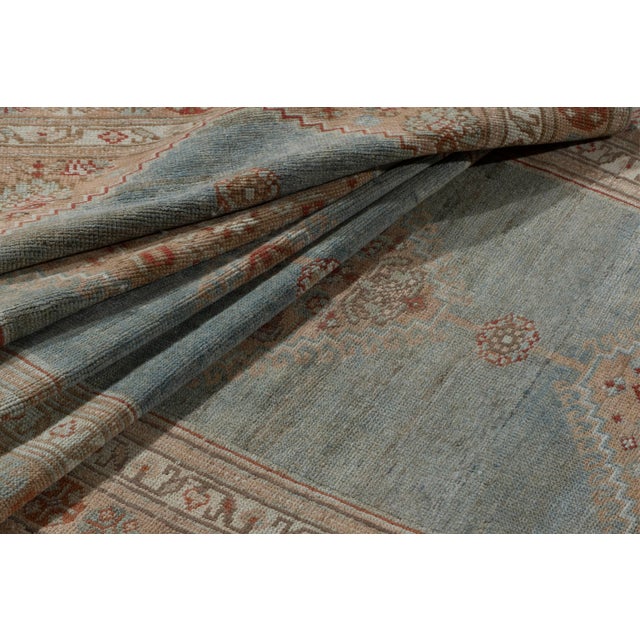 Modern Antique Circa 1920 Blue Malayer Hand Knotted Runner 3ft 2in X 15ft 1in For Sale - Image 3 of 11