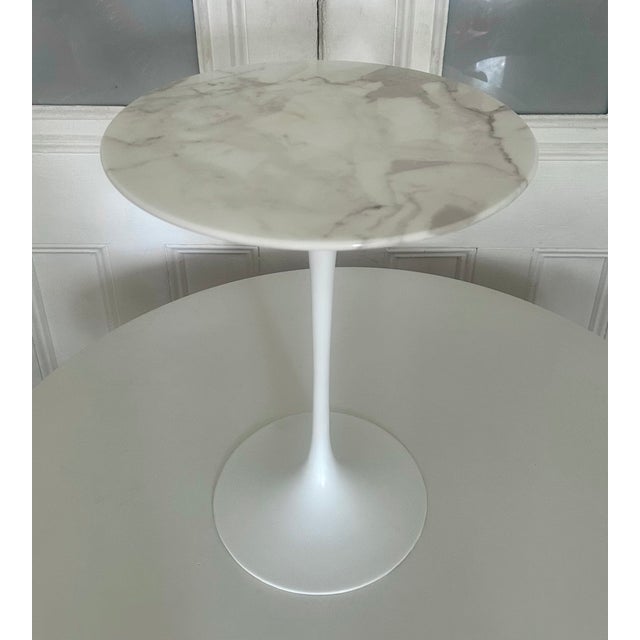 1970s Eero Saarinen Carrara Marble Tulip Side Table by Knoll Mid