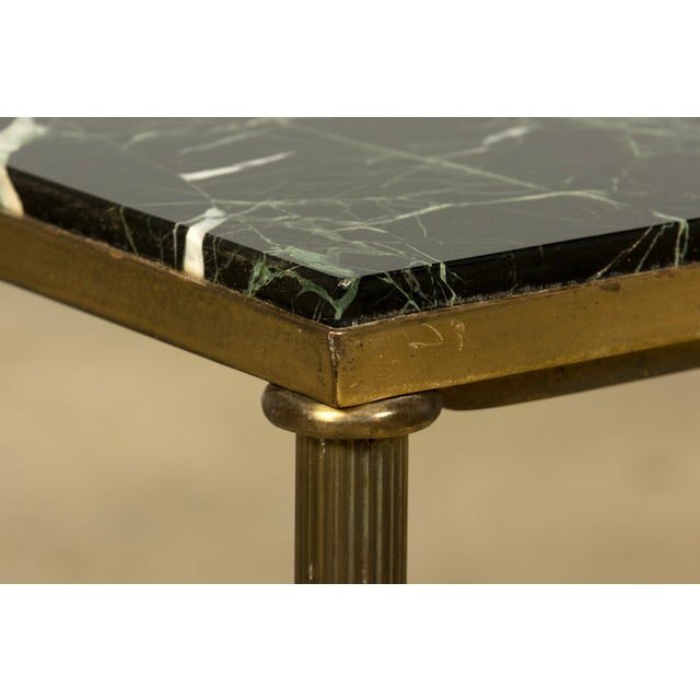 Mid-20th Century French Maison Jansen Style Brass and Green Marble Coffee Table For Sale - Image 15 of 18