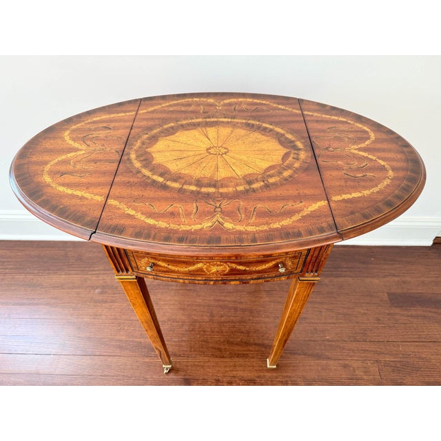 2010s Maitland Smith Drop Leaf Side Table on Casters For Sale - Image 5 of 8