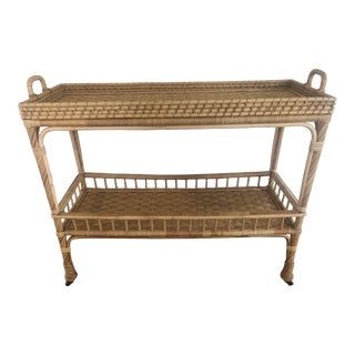 Serena & Lily Rattan Bar Cart For Sale