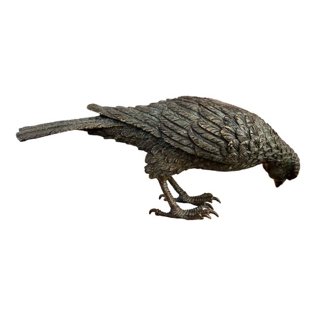 Mid 20th Century Highly Detailed Antique Bronze Bird of Prey Sculpture Osprey Hawk Falcon Falconry For Sale