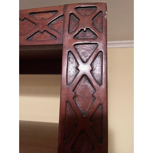 1960s English Walnut Chinese Chippendale Style Etagere With 5 Adjustable Shelves For Sale In Philadelphia - Image 6 of 9