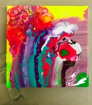 Pizzicato by Javier Badell | Resin on Wood Panel Abstract colorful composition with fluid shapes.