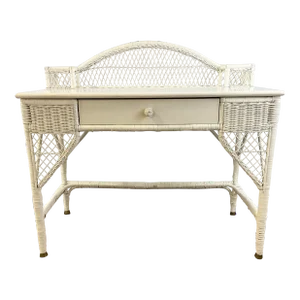 Vintage Coastal Boho Chic Heywood-Wakefield Style Wicker Desk