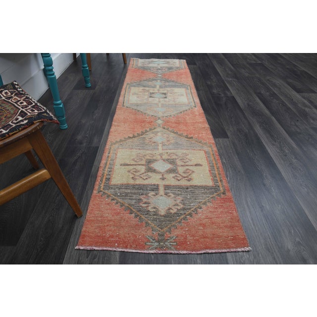 Turkish 1970s Vintage Handmade Wool Cotton Red Area Rug For Sale - Image 3 of 11