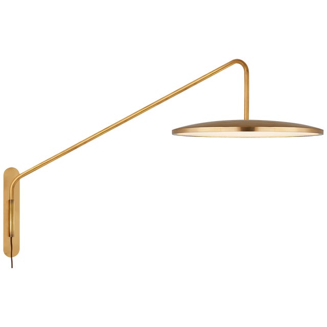 Dot 16" Articulating Wall Light in Natural Brass Designer: Peter Bristol Height: 28" Extension: 50.75" Backplate: 2.5" x...