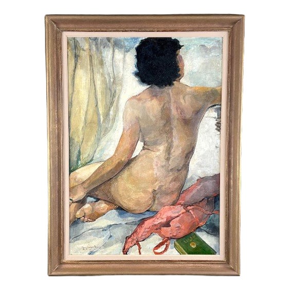 Seated Nude, 1938, Oil Painting on Canvas, Framed For Sale