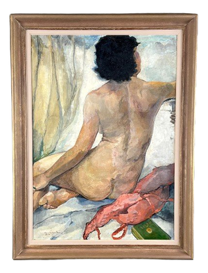Seated Nude, 1938, Oil Painting on Canvas, Framed