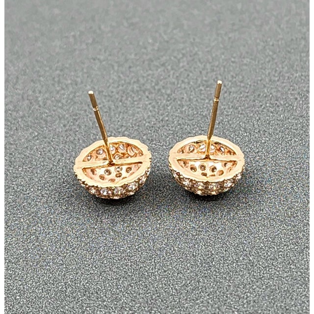 Metal 2.00 Ct Diamond Pave Earrings - Set of 2 For Sale - Image 7 of 8