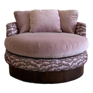 Vintage Baughman-Style Oversized Barrel Lounge Chair For Sale
