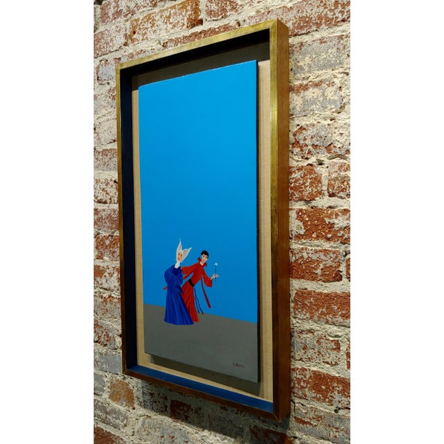 1960s Veniero Canevari -Young Priest Flirting With a Nun-Oil Painting C.1960s For Sale - Image 5 of 7