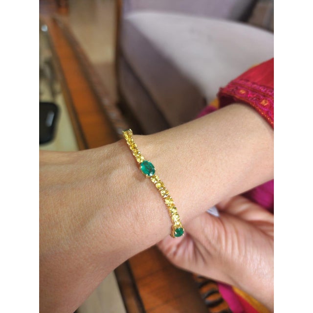 Natural Emerald Bracelet with 2.60 Cts Emerald & Yellow Sapphire 6.00 Cts 18k For Sale - Image 13 of 18