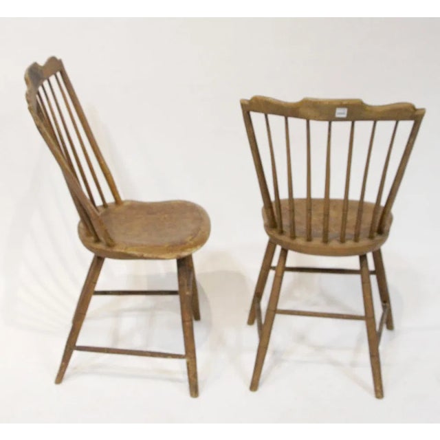 Brown Pair of Early 20th Century Paint-Decorated Chairs For Sale - Image 8 of 9
