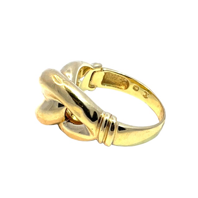 Modern 14k Yellow Gold Interlocking Link Ring, Size 6.5 For Sale - Image 3 of 5