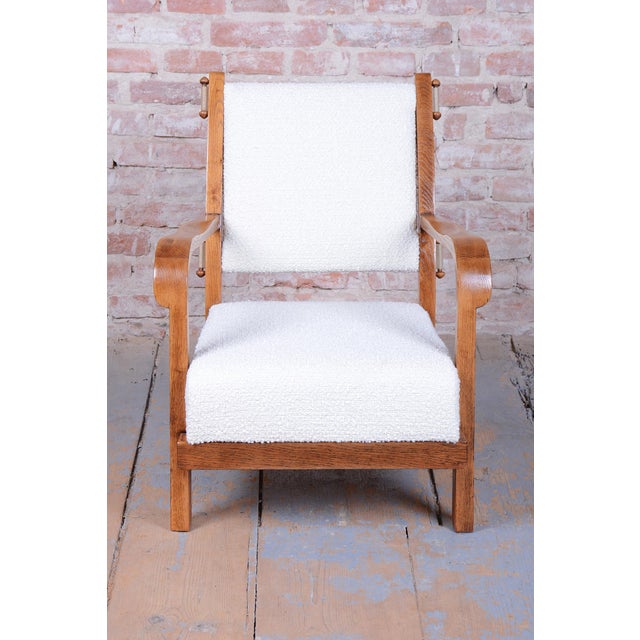 Czech Art Deco Seating Set in Oak attributed to Krásná Jizba, 1930s, Set of 3 For Sale - Image 16 of 18