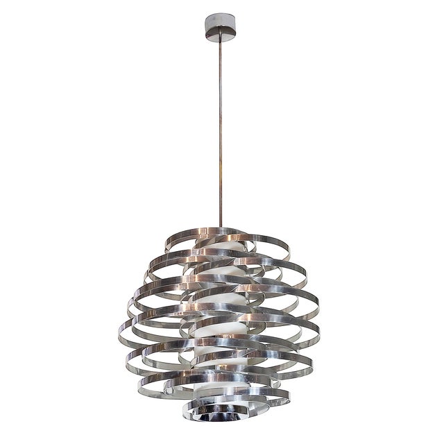 Gaetano Sciolari Mid-Century Modern Italian Cyclone Pendant Light by Gaetano Sciolari, 1970 For Sale - Image 4 of 7