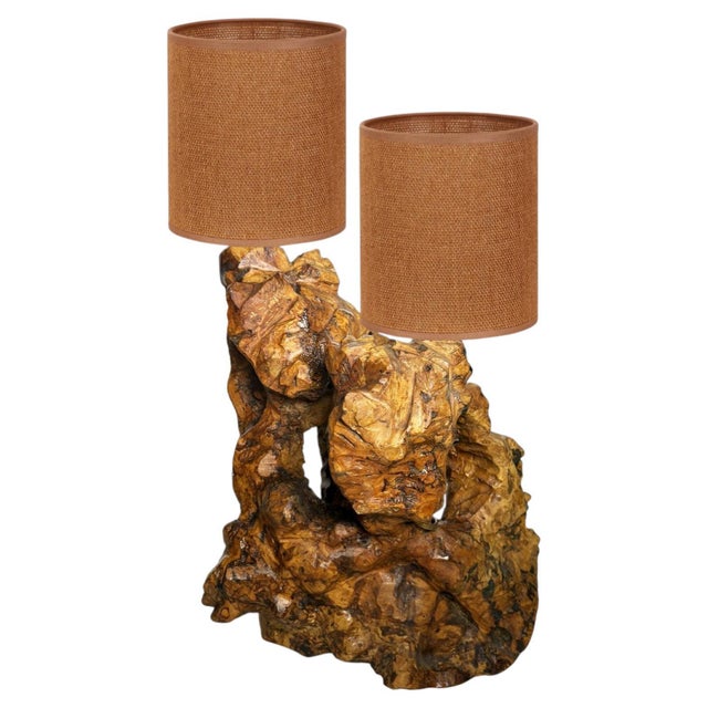 Large Olive Wood Lamp, France, 1960 For Sale - Image 15 of 15