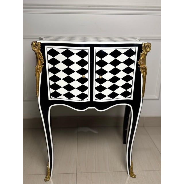 French Unique Louis XV Courtly Checkered Side Table For Sale - Image 3 of 8
