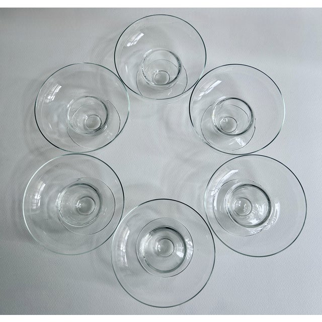 Mid 20th Century Wide Clear Glass Pedestal Dishes - Set of 6 For Sale - Image 9 of 13