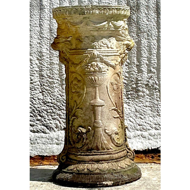 Vintage Regency Cast Cement Swag Pedestal For Sale - Image 12 of 14