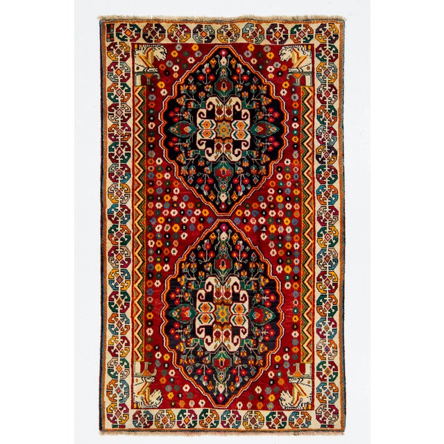 Handmade Allover Vintage Shiraz Persian Wool Rug in Red For Sale - Image 9 of 9