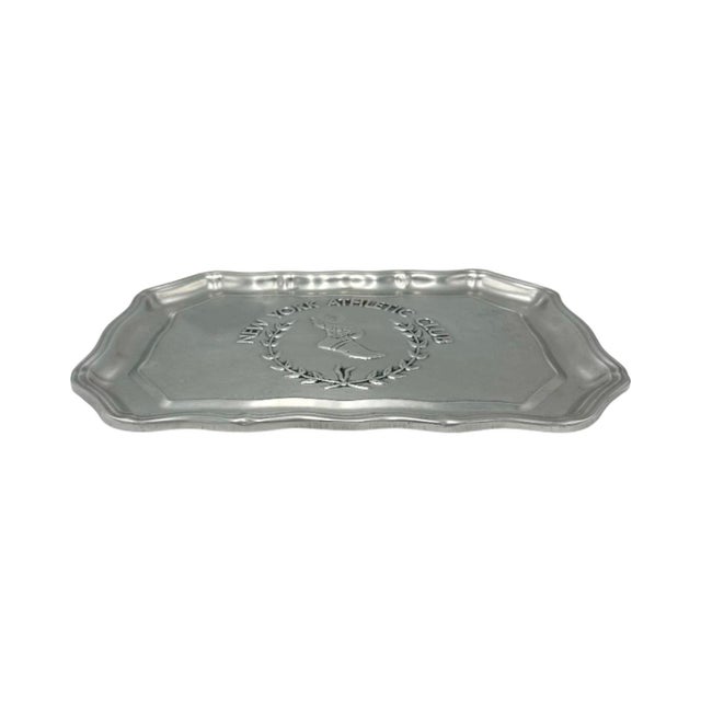 Silver Vintage New York Athletic Club Winged Foot Platter Pewter For Sale - Image 8 of 12