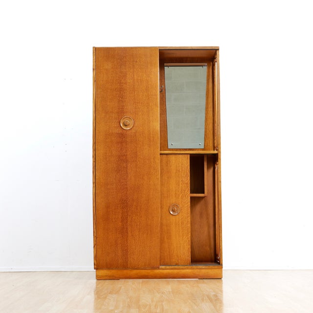 1950s Mid Century Gentleman's Oak Armoire For Sale - Image 4 of 9
