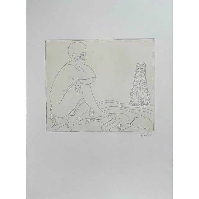Contemporary Francois-Xavier Lalanne, Cat, Mouse and Seated Man, 2002, Etching For Sale - Image 3 of 5
