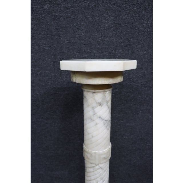 Italian Carved White Marble Pedestal Stand With Swivel Top For Sale - Image 4 of 9
