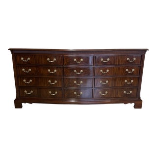 1990s Drexel Heritage Chippendale Heirloom 12 Drawer Mahogany Long Dresser For Sale