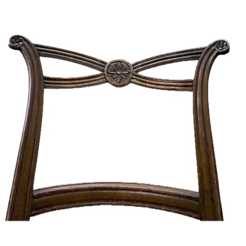 Vintage Italian Neoclassical Revival Side Chair, Carved Rosette Crest, Round Upholstered Seat, Mid-20th Century For Sale - Image 11 of 14