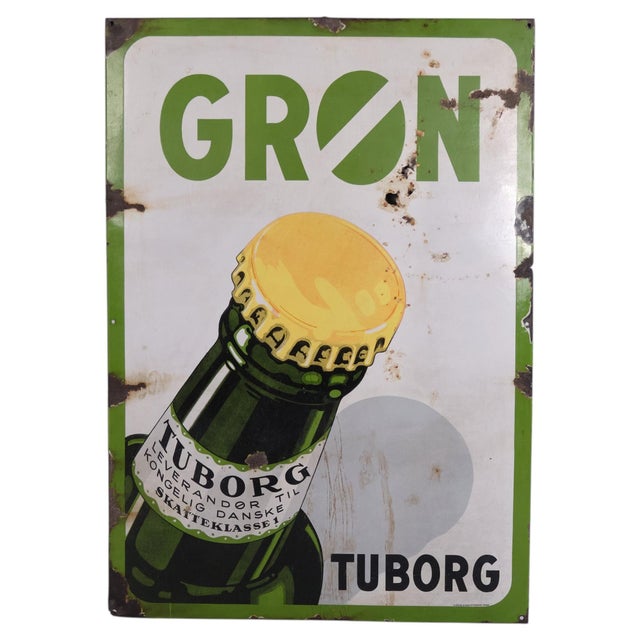 Green Large Enamel Sign Featuring the Green Tuborg Bottle, Copenhagen For Sale - Image 8 of 8