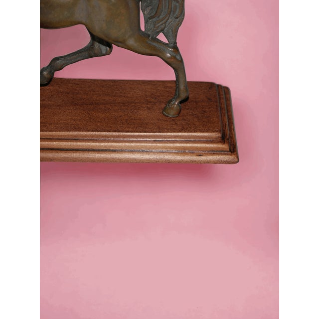 Bronze Horse with Wooden Base For Sale - Image 5 of 6