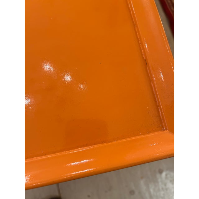 Orange Glossy Hermes Orange Square Two Tier End Tables -a Pair For Sale - Image 8 of 16