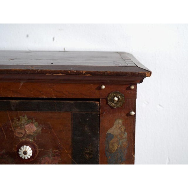 Metal Antique Painted Folk Chest of Drawers in Wood, Austria, 1900 For Sale - Image 7 of 11