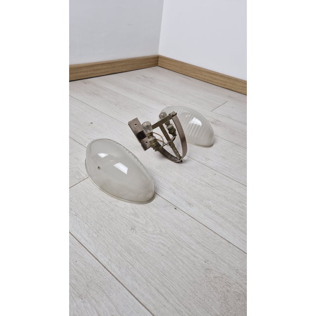 Lambda Wall Lamp in Nickel-Plated Brass with Pressed Glass Diffusers by Vico Magistretti for Artemide, 1960s For Sale - Image 12 of 17